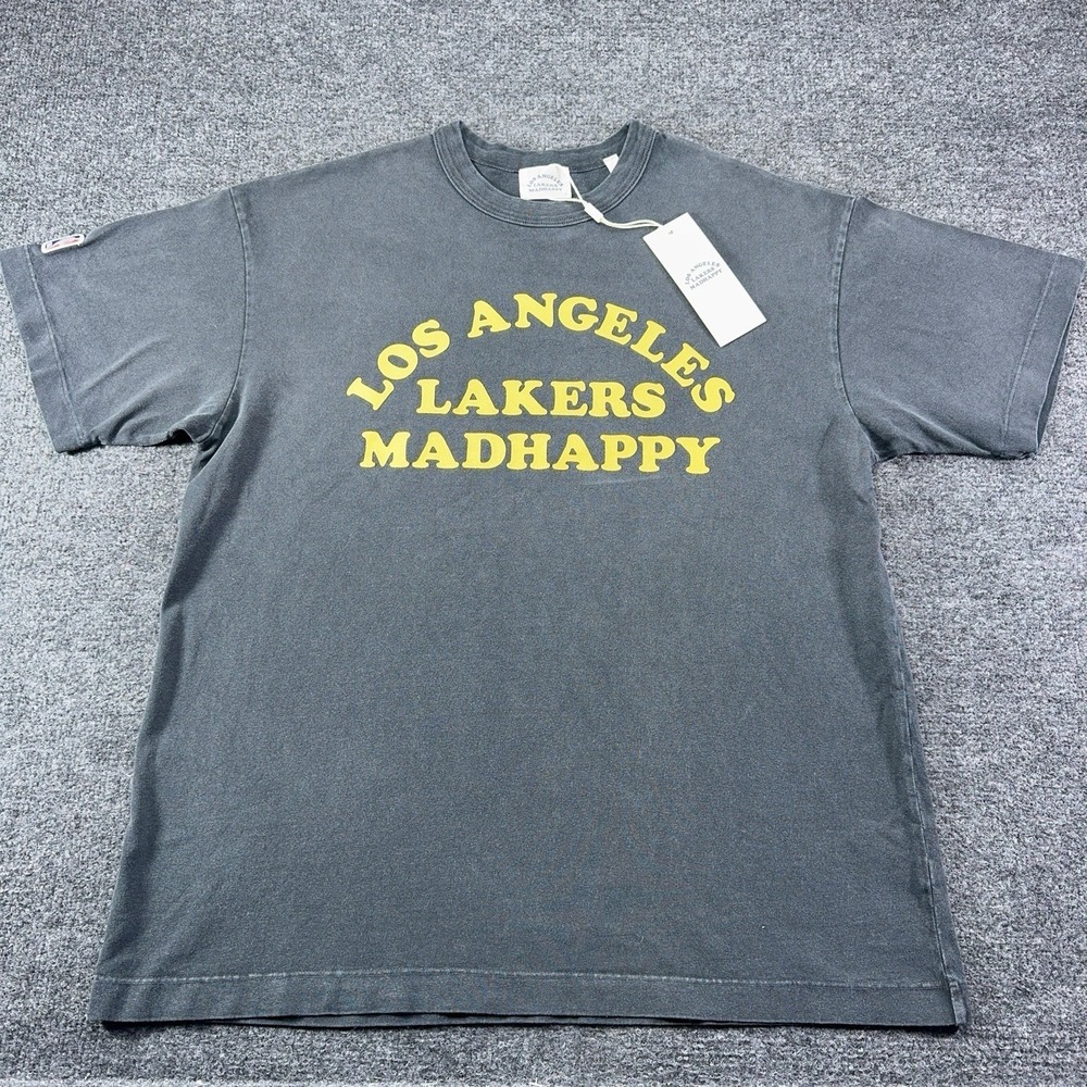 Madhappy x NBA Los Angeles Lakers Thick T Shirt Black Felt Letters NWT‎